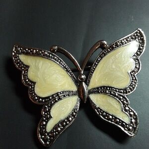 Elegant Cream Butterfly Brooch